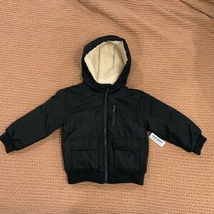 NWT Old Navy 3T | Black Fleece Lined Snow Jacket | Sherpa Lined Hood